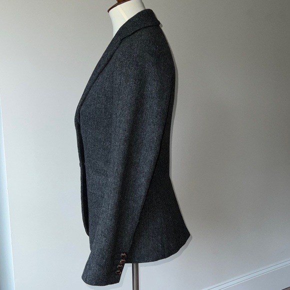 J.Crew Jacket/Blazer Size 2 Black/White/Gray w/ Leather Buttons - Picture 4 of 16